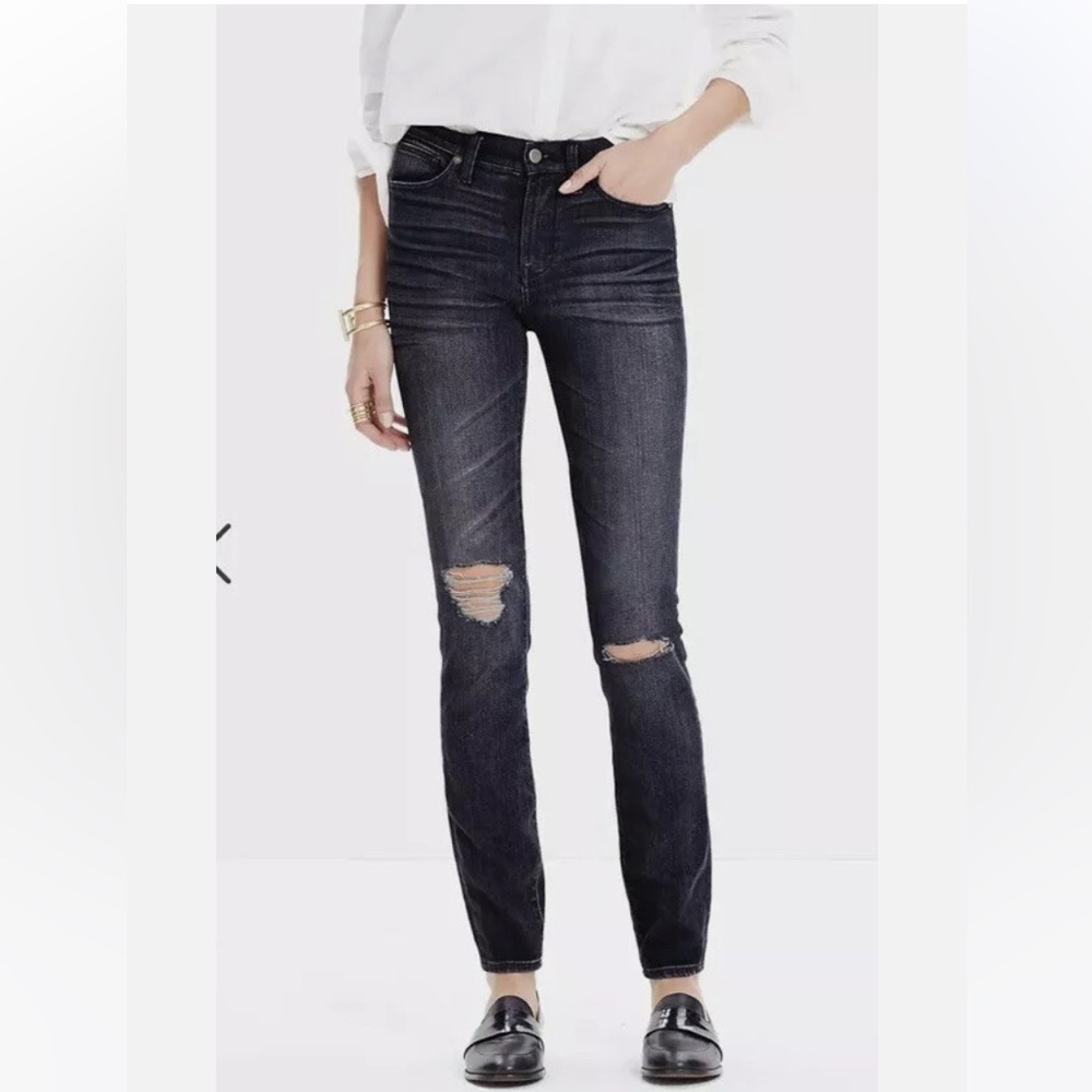 Madewell High Riser Skinny Jeans Size 29 Waist Distressed Kincaid Wash E1565